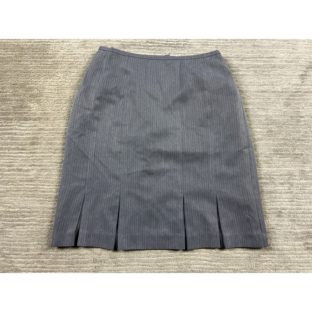Norton Mcnaughton Skirt Womens 10P Gray‎ Pinstripe Lined Polyester Knee Length